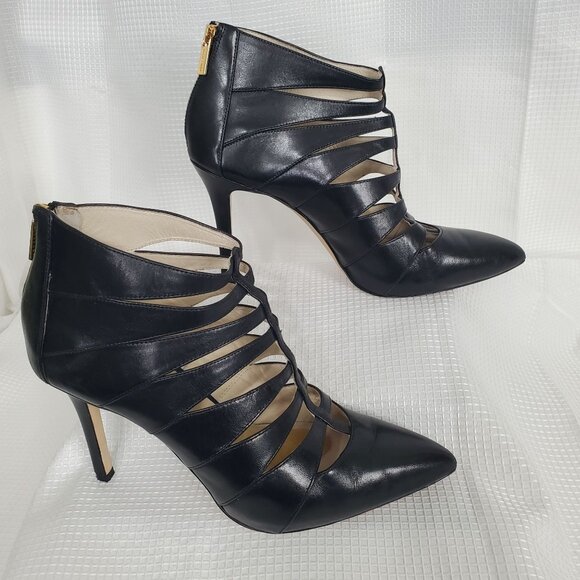 Michael Kors 10 Mavis Strappy Leather Back Logo Zipper Stiletto Pointed Bootie - Picture 3 of 12